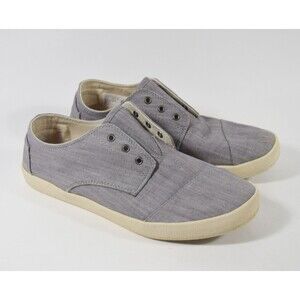 Men's Toms Gray Canvas Slip On Shoes Sneakers Sz 8 - No Laces